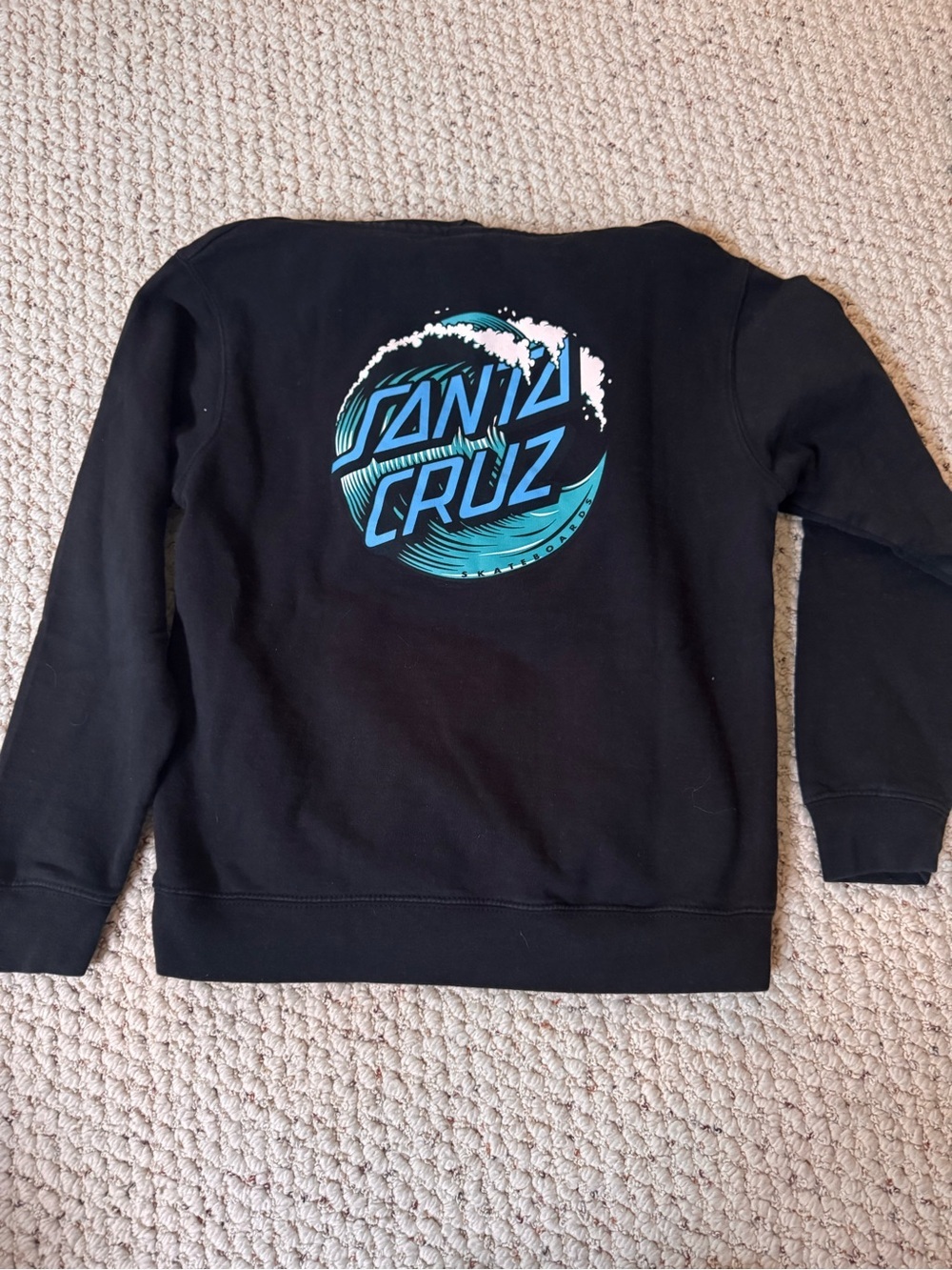 Santa Cruz Skateboards Kids Black Hoodie with Teal Wave Logo - Picture 2 of 2